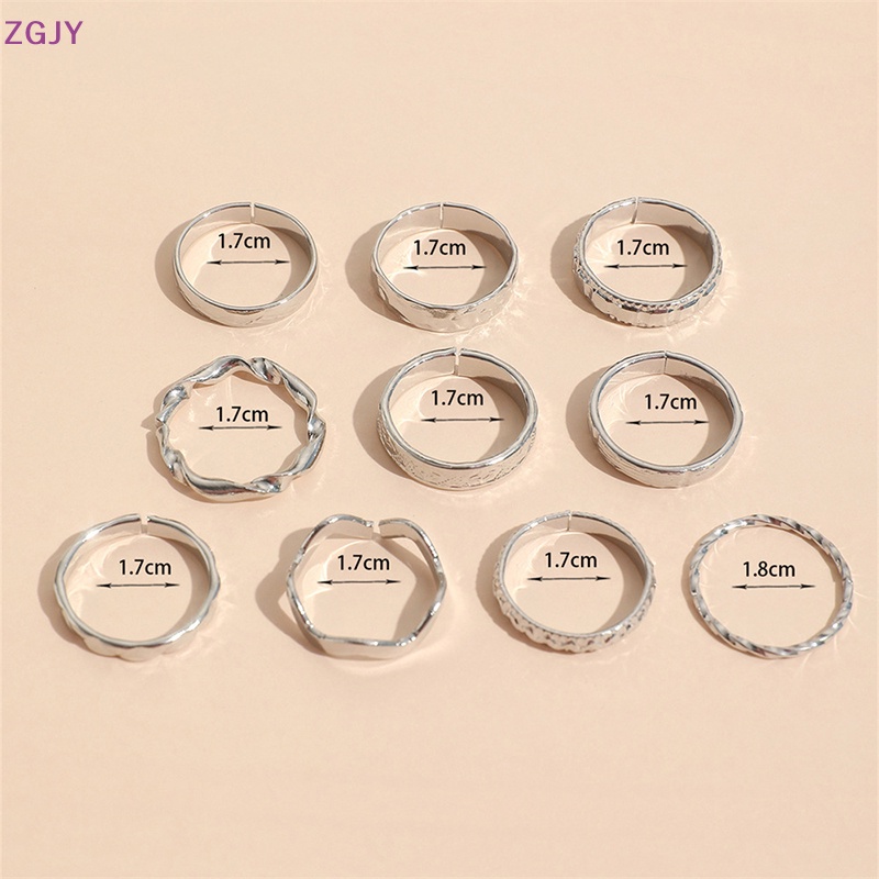 Bộ 10 Nhẫn Đeo Đốt Ngón Tay Bằng Kim Loại Phong Cách Bohemia Cổ Điển Mới