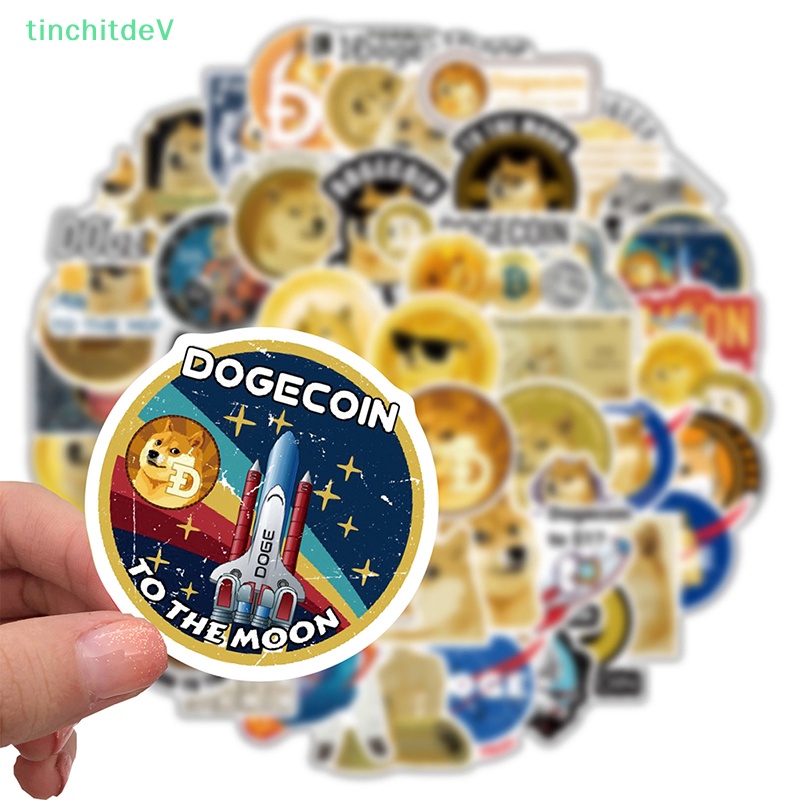Bộ 50 Miếng Dán Hoạt Hình graffiti Dogecoin Trang Trí Laptop Hành Lý