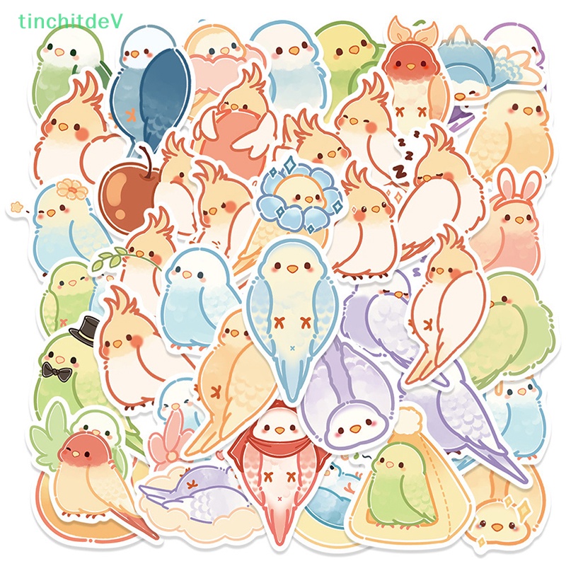 Bộ 40 Miếng Dán Họa Tiết Chim Vẹt Hoạt Hình Nhiều Màu Trang Trí Laptop DIY