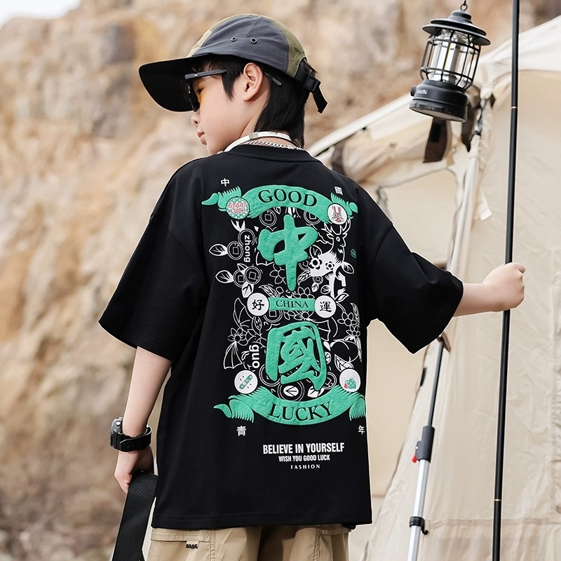 Áo Thun Cotton Tay Ngắn Dáng Rộng Kích Thước Lớn In Hình YIDANL Cho Bé Trai Và Bé Gái