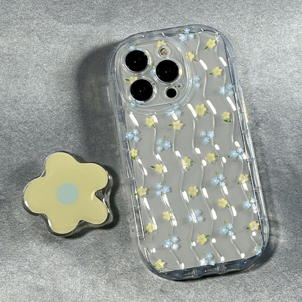 Ốp Điện Thoại TPU Mềm Chống Sốc Có Giá Đỡ Hình Hoa Cho IPhone 11 12 13 14 Pro Max