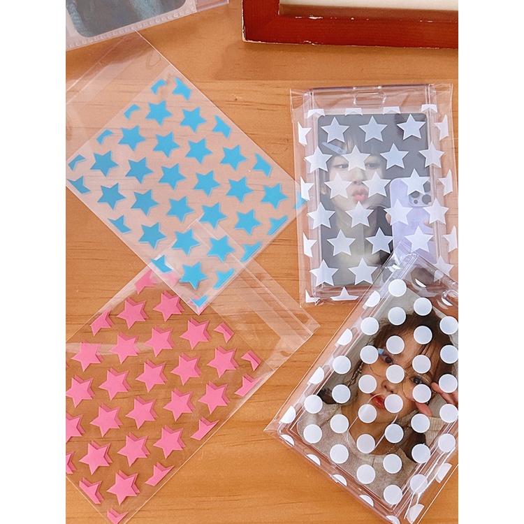 Set 50 Giá Đỡ Ảnh / Thẻ In Họa Tiết Chấm Bi / Ngôi Sao / Tròn Độc Đáo Trang Trí