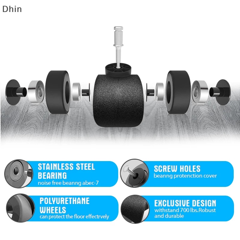 [Dhin] 2&quot;Universal Mute Chair Wheel Office Chair Caster Replacement Casters Rubber COD