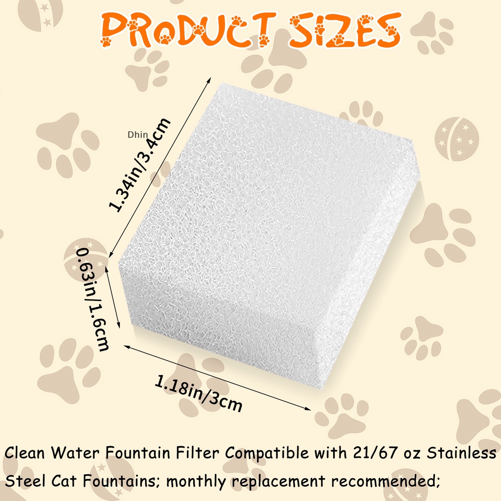 [Dhin] 32 Pcs Pet Replacement Sponge Filters Pet Fountain Filter Foam for 67oz/ 2L Dog Cat Water Fountain Filters Pet Fountain Replacement Foam Sponge Pre-Filters for Multiple Pet
