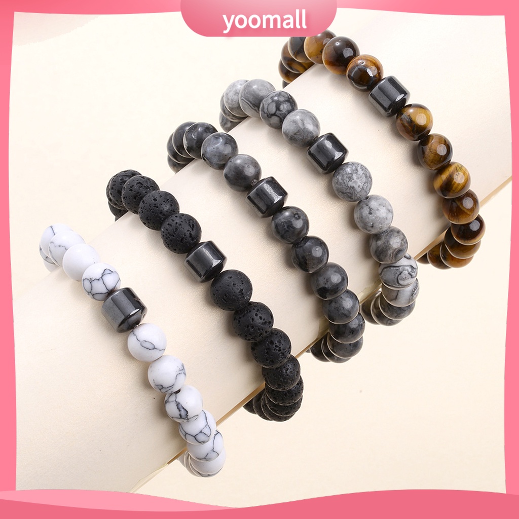 [YM] Vòng Tay Chuỗi Hạt Đá Mắt Hổ Tự Nhiên 8mm Co Giãn Dễ Phối Đồ Giảm Căng Thẳng