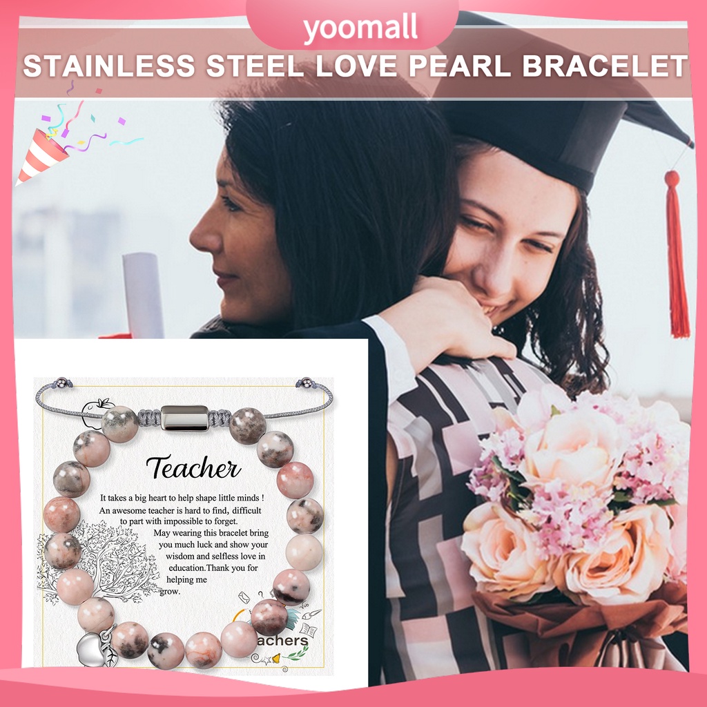 Vòng Tay Chuỗi Hạt Đá Tròn 8MM Màu Hồng Tự Nhiên Tùy Chỉnh Thời Trang Cho Nữ