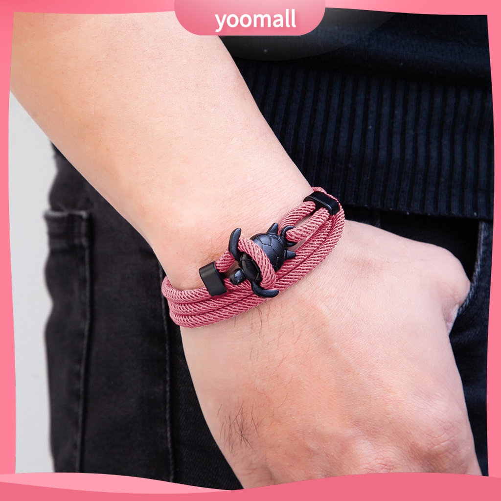 [YM] Vòng Đeo Tay Cặp Đôi 3 Tầng Handmade Dây Bện Dài Màu Trơn Hình Rùa Biển Mềm Nhiều Màu Sắc Thích Hợp Làm Quà Tặng