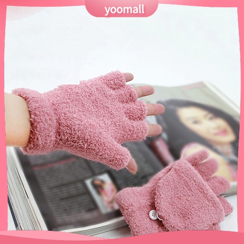 Găng Tay Lông Cừu San Hô Mềm Mại Giữ Ấm Cổ Tay Không Ngón Thời Trang Cho Nữ
