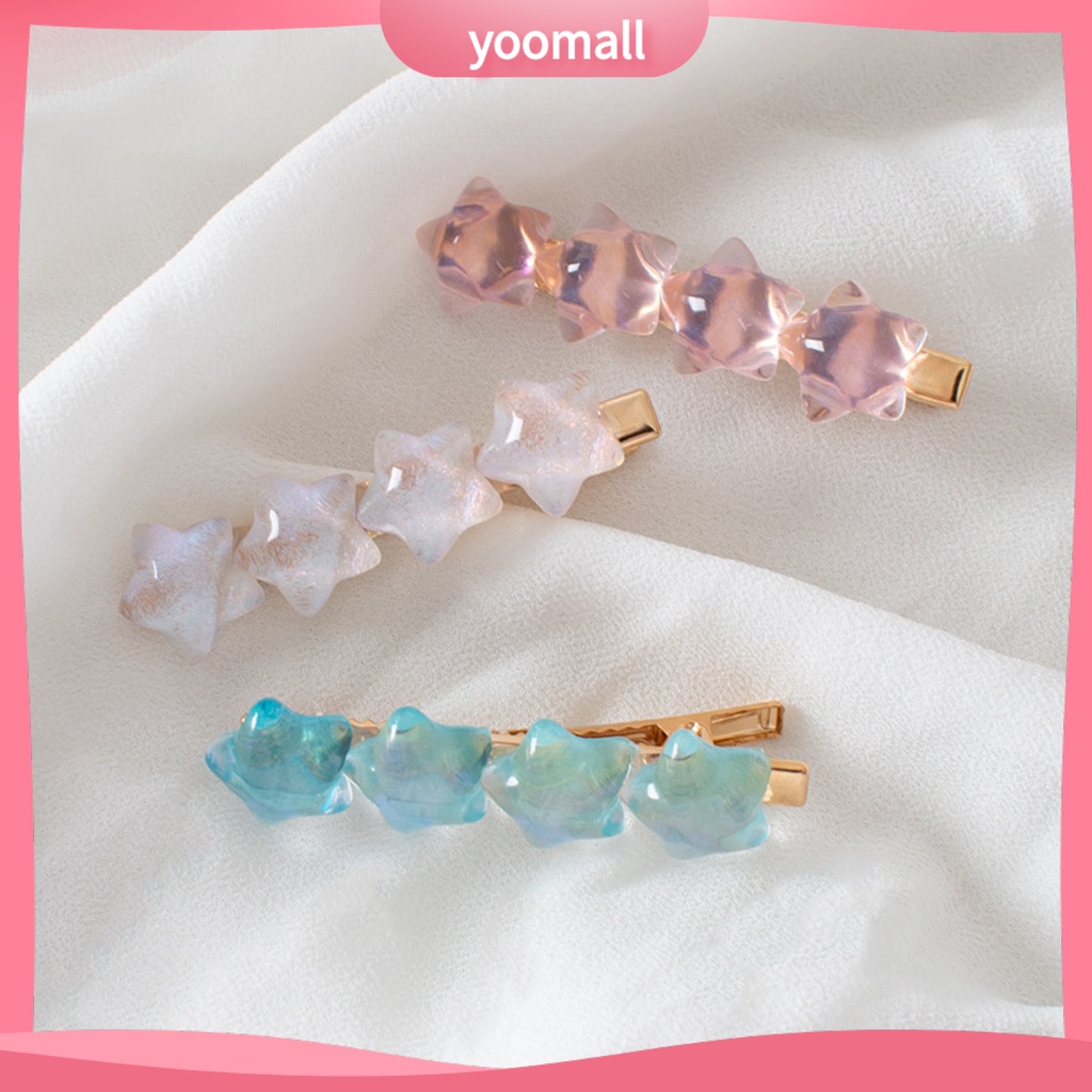 Kẹp Tóc Hình Ngôi Sao Trong Suốt Bằng Nhựa Resin Chống Trượt Phong Cách Hàn Quốc Cho Nữ