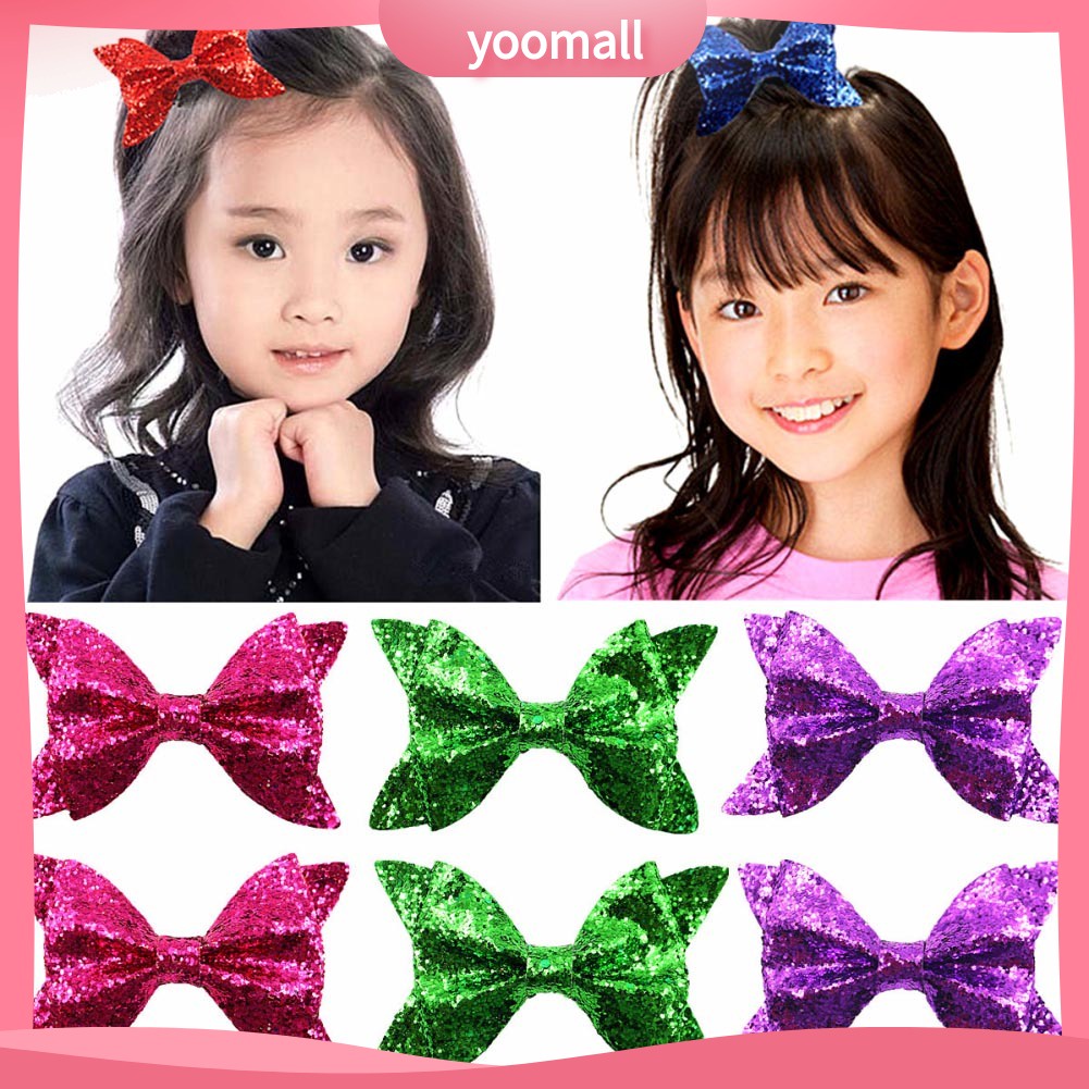 Kẹp Tóc Nơ Đính Kim Sa Lấp Lánh Dễ Thương Cho Bé Gái