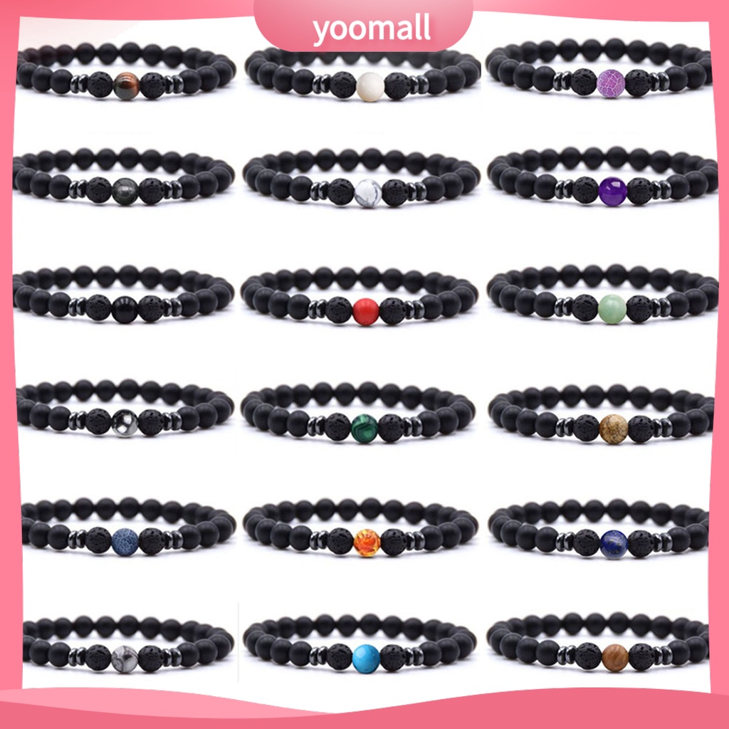 Vòng Tay Chuỗi Hạt Đá Núi Lửa Màu Đen 8mm Tùy Chỉnh Thời Trang Cho Nam Và Nữ