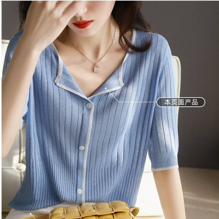 Áo Cardigan Dệt Kim Tay Ngắn Phong Cách Mới
