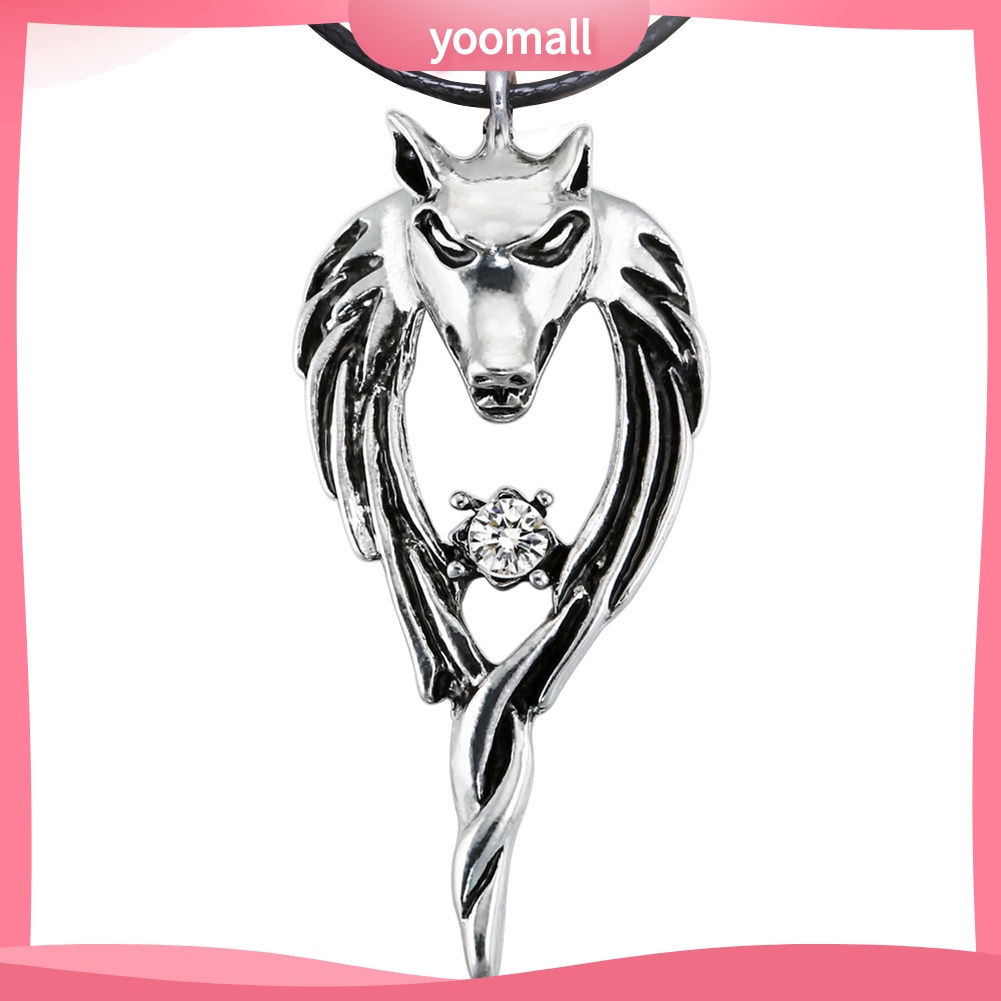 Vòng cổ Thép Titan Mặt Hình Đầu Sói Đính Đá Thời Trang Cho Nam