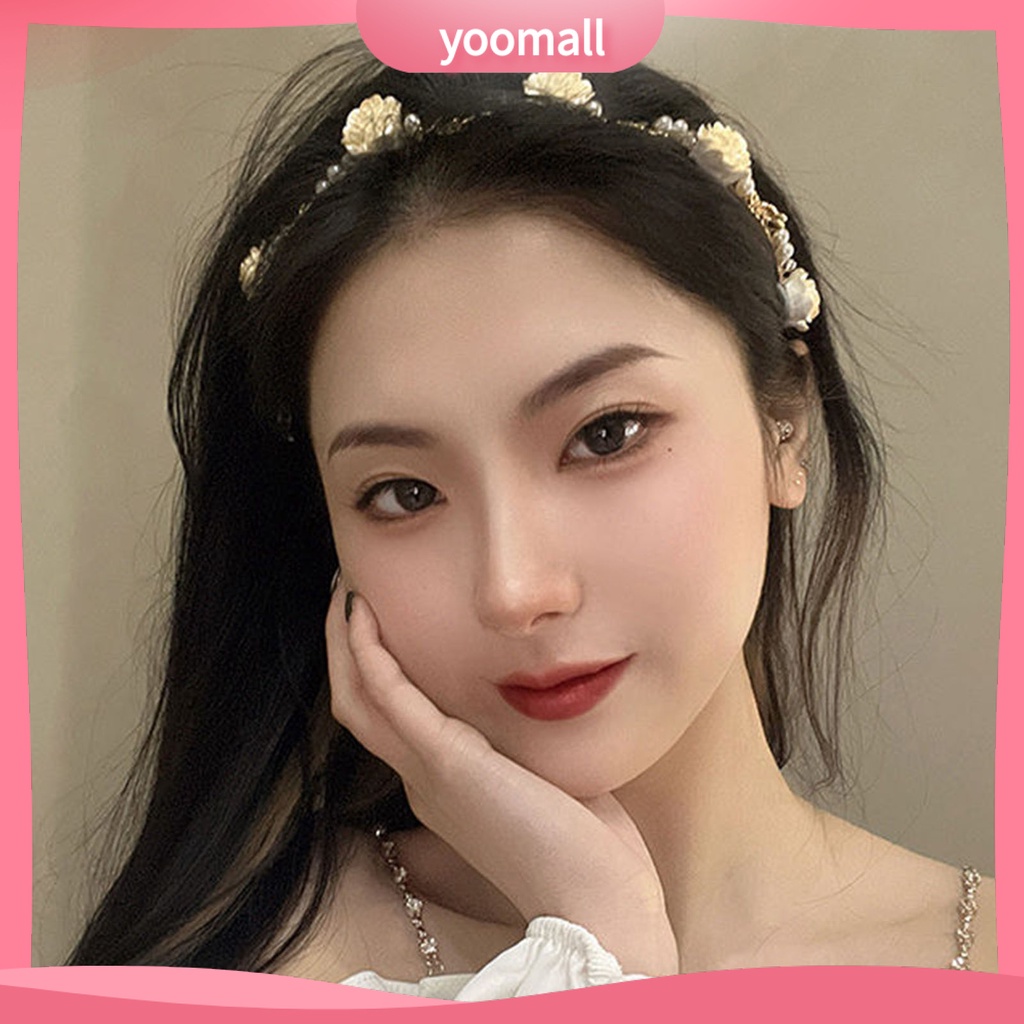 Băng Đô Cài Tóc Hình Hoa Hồng Đính Ngọc Trai Giả Phong Cách Lolita Cổ Điển