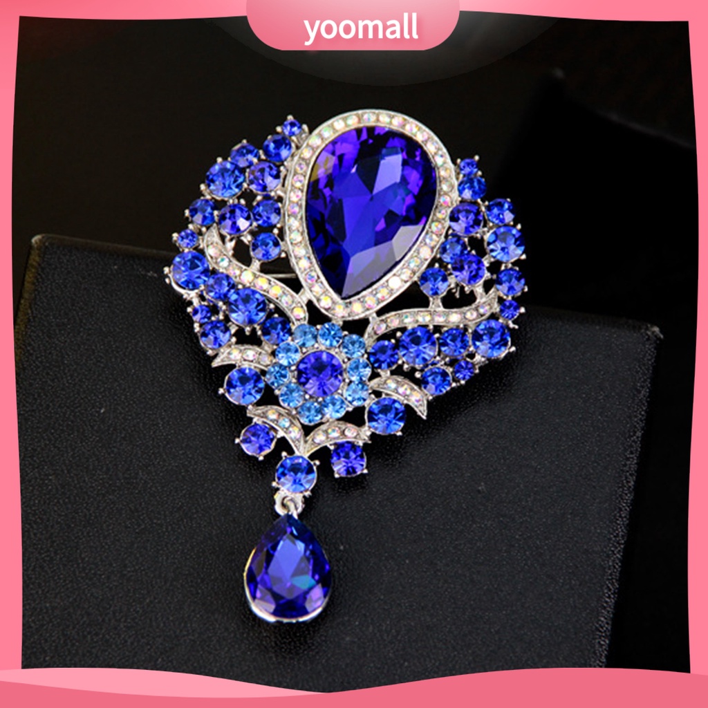 Ghim Cài Áo Hình Giọt Nước Mặt Kính Mạ Điện Đính Đá Nhân Tạo Thời Trang