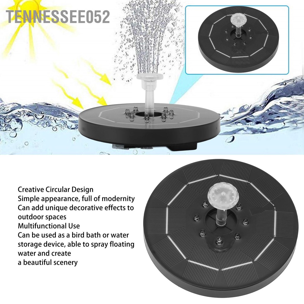 Tennessee052 Đài phun nước năng lượng mặt trời 3W Nâng 100 cm Chiều cao 50 tắm chim chạy bằng với đèn nhiều màu sắc
