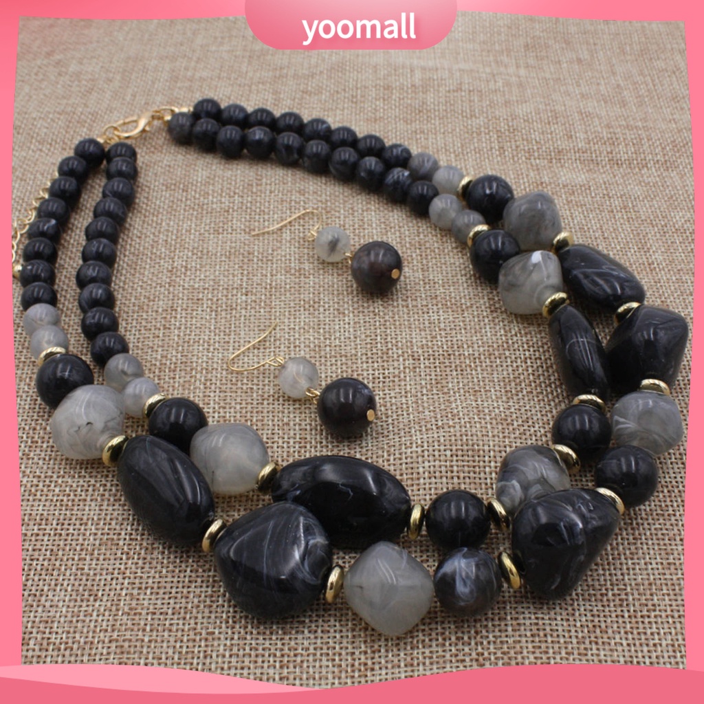 1 Set Vòng cổ Và Bông Tai Nhiều Lớp Phong Cách Retro Thời Trang Dự Tiệc