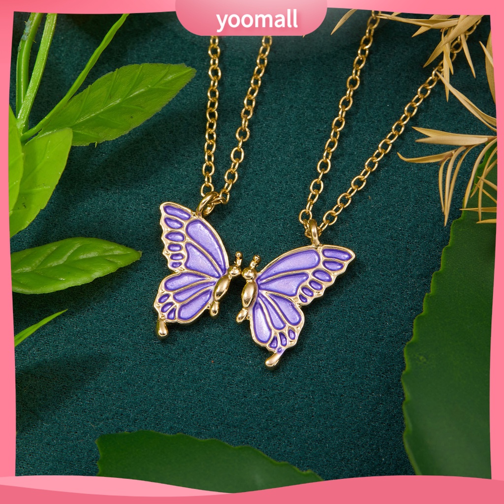 Bộ 2 Vòng cổ Mặt Hình Cánh Bướm Bằng Hợp Kim Thời Trang Cho Chị Em Gái