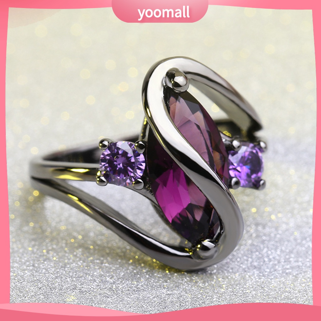 Nhẫn Thời Trang Hình Mắt Ngựa Đính Đá Sapphire Nhân Tạo Lãng Mạn Cho Nữ