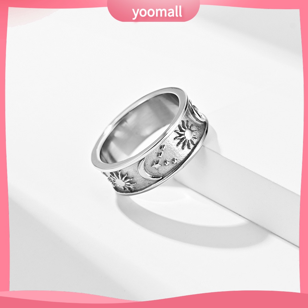 Nhẫn Hình Ngôi Sao Mặt Trời Mặt Trăng Phong Cách Bohemian Dành Cho Nam Và Nữ