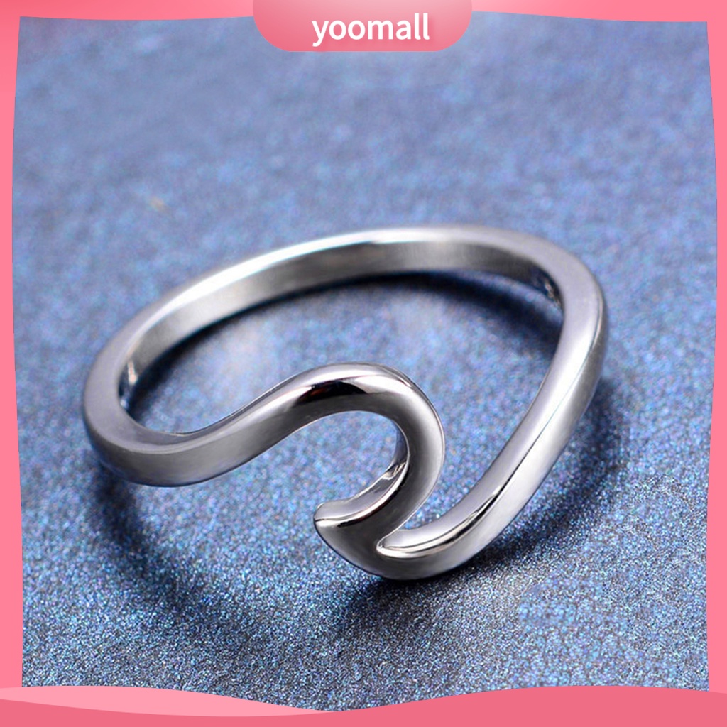 [YM] Nhẫn Gợn Sóng Mỏng Thời Trang Đi Biển Lướt Sóng Trang Sức Tiệc Tùng Cho Nam Và