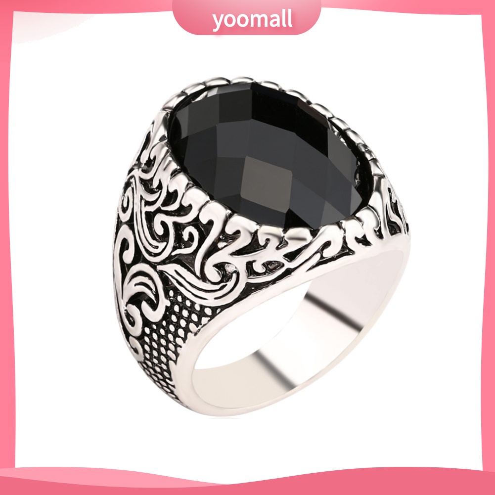 Nhẫn Hợp Kim Chạm Khắc Hình Oval Thời Trang Cho Nam