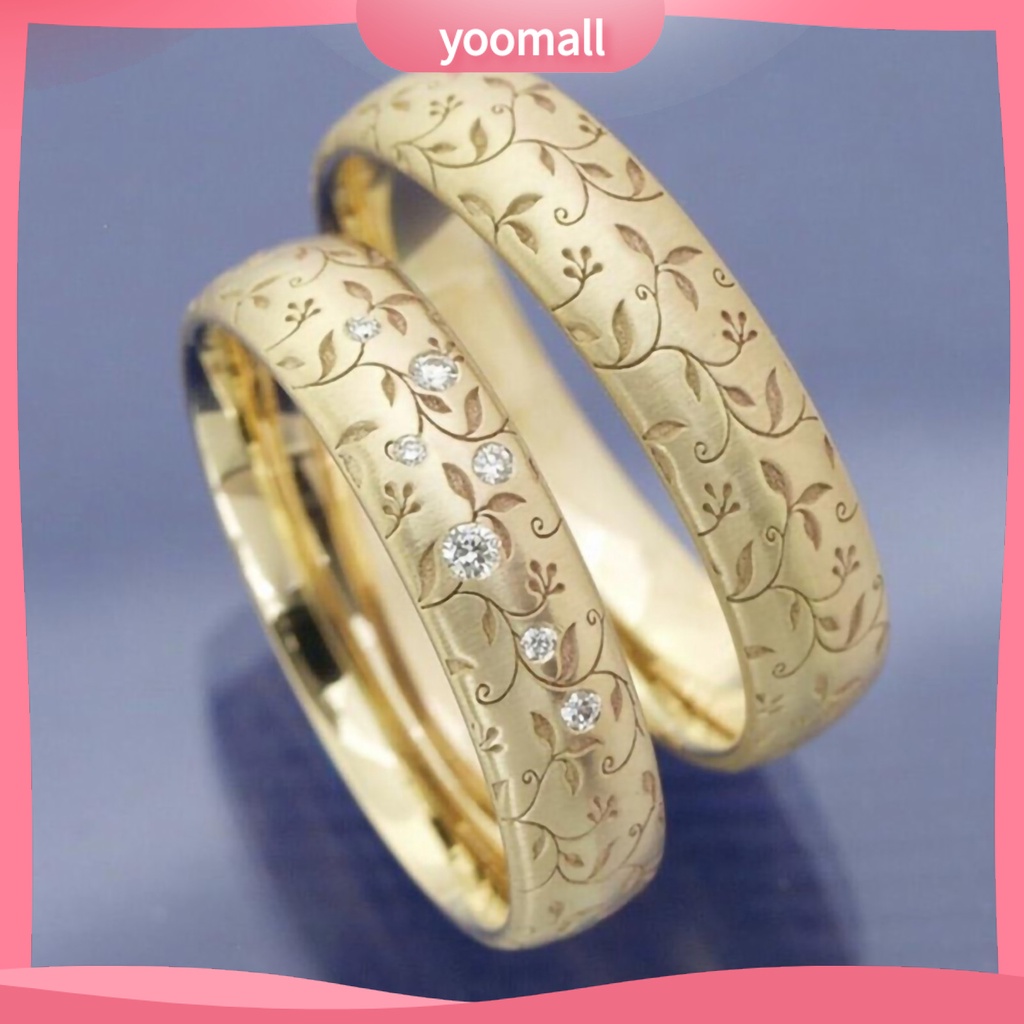 Nhẫn Đeo Tay Khắc Họa Tiết Hoa Tinh Tế Thanh Lịch Cho Cặp Đôi