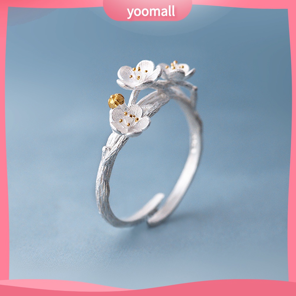 Nhẫn Hở Họa Tiết Hoa Mận Handmade Thời Trang Cho Nữ