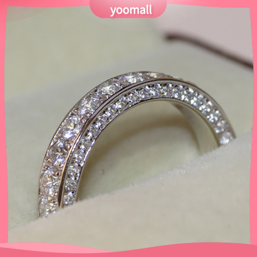 Nhẫn Cưới Tròn Đính Đá Lấp Lánh Không Phai Màu Dành Cho Cô Dâu