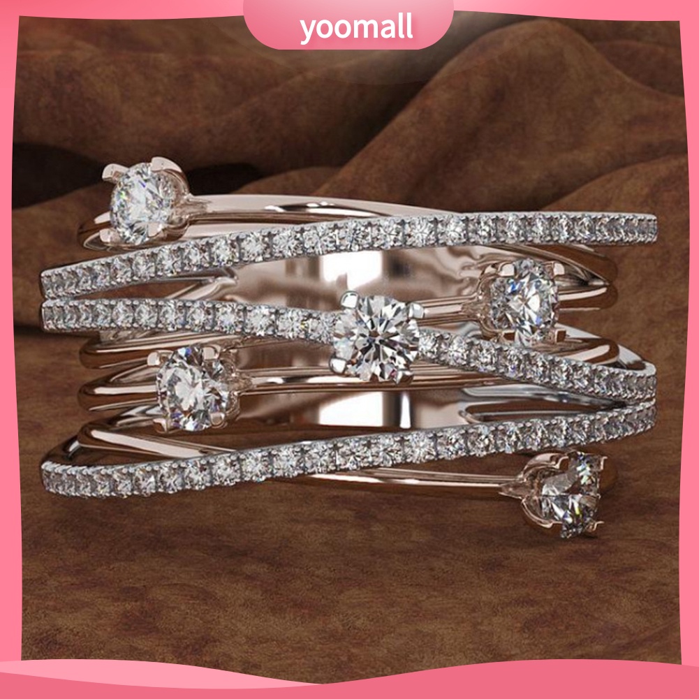 Nhẫn Cưới Hai Màu Đính Đá Zircon Thời Trang Dành Cho Nữ