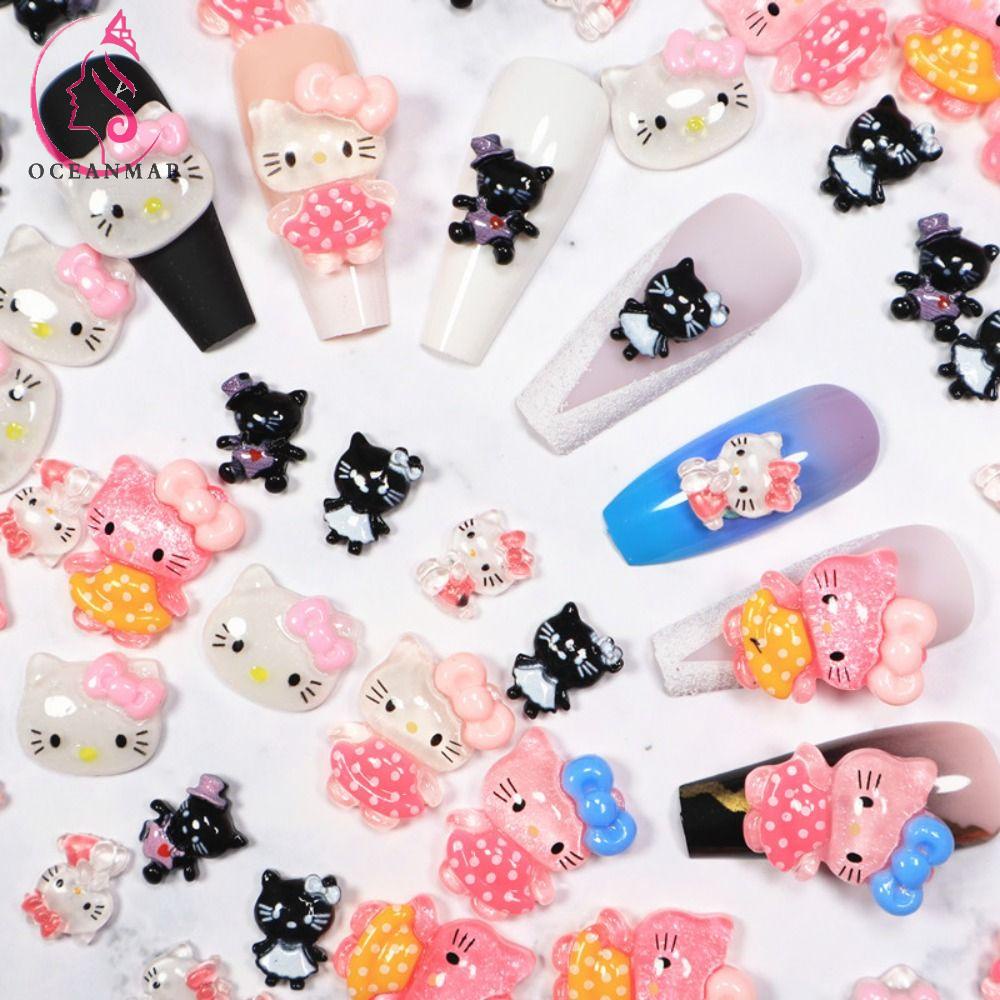 OCEANMAP Phụ Kiện Kẹp Trang Trí Móng Tay Ba Chiều Bằng Nhựa Resin DIY