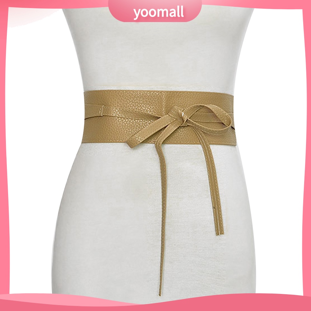 Thắt Lưng Giả Da Bản Rộng Màu Trơn Phong Cách Vintage