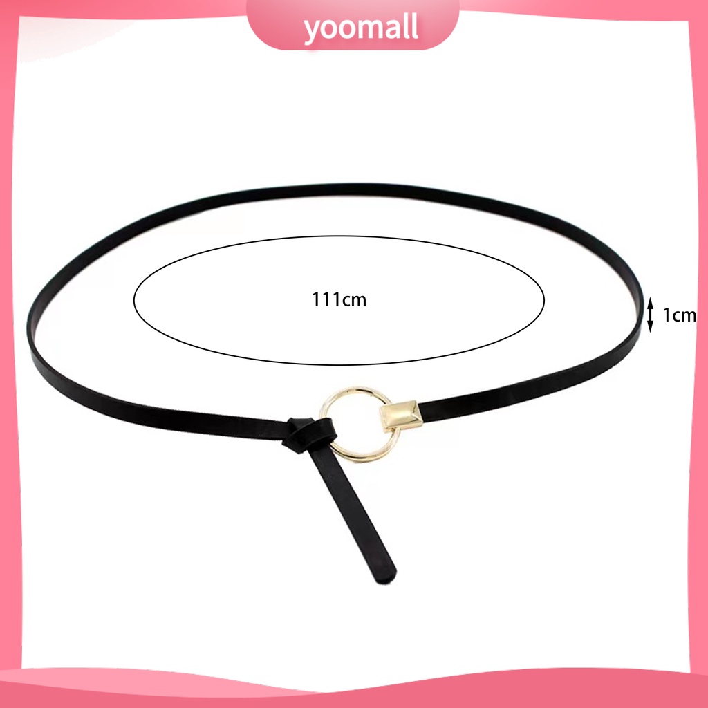 Thắt Lưng Giả Da Bản Nhỏ Khóa Kim Loại Tròn Phong Cách Hàn Quốc