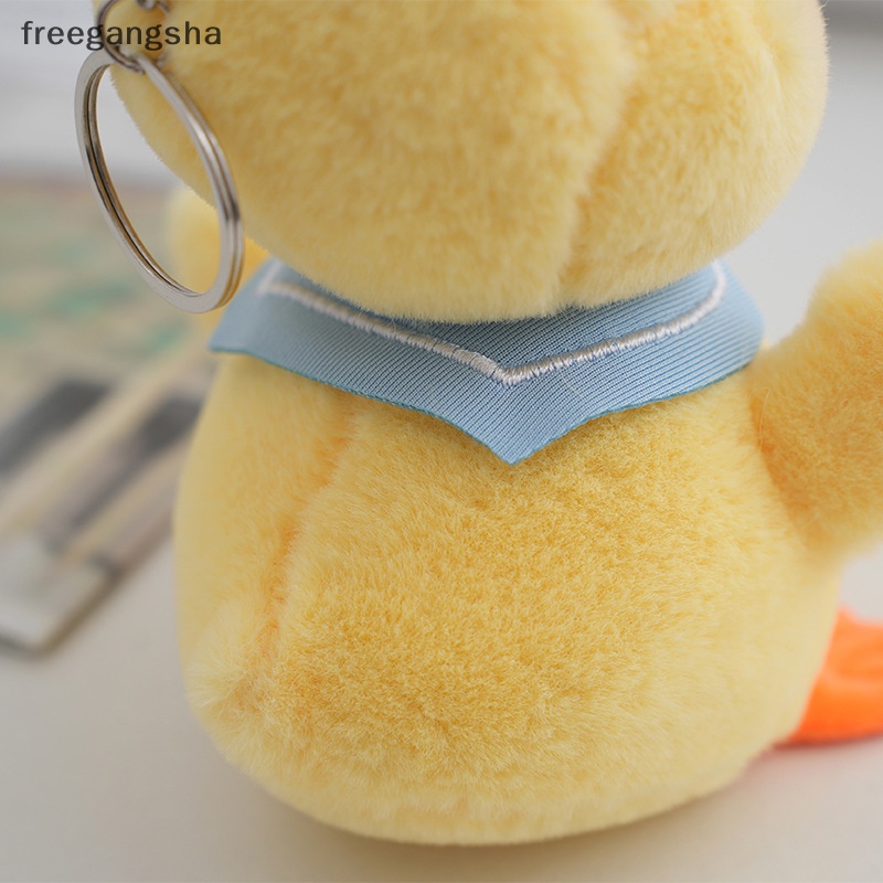 [FREG] Cute Sailor Hat Scarf Little Yellow Duck Plush Keychain Soft Stuffed Doll Pendant Cartoon Bag Charm For Birthday Party Supplies FDH