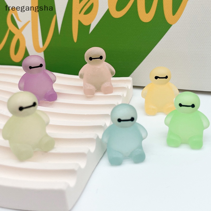 [FREG] 5Pcs Mini Luminous Resin Baymax Ornament Glow In The Dark Miniature Figures DIY Dollhouse Decoration Random Color FDH