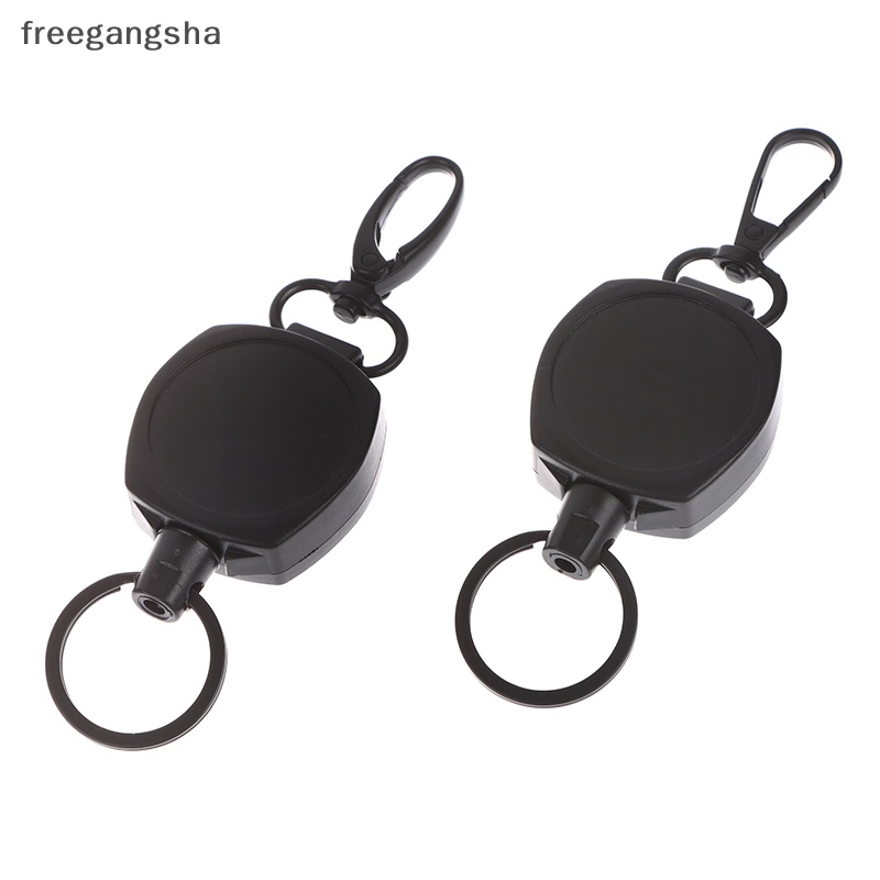 [FREG] Simple Classic Black Round Carabiner Backpack Buckle Retractable Elastic Easy Pull Sports Keychain FDH