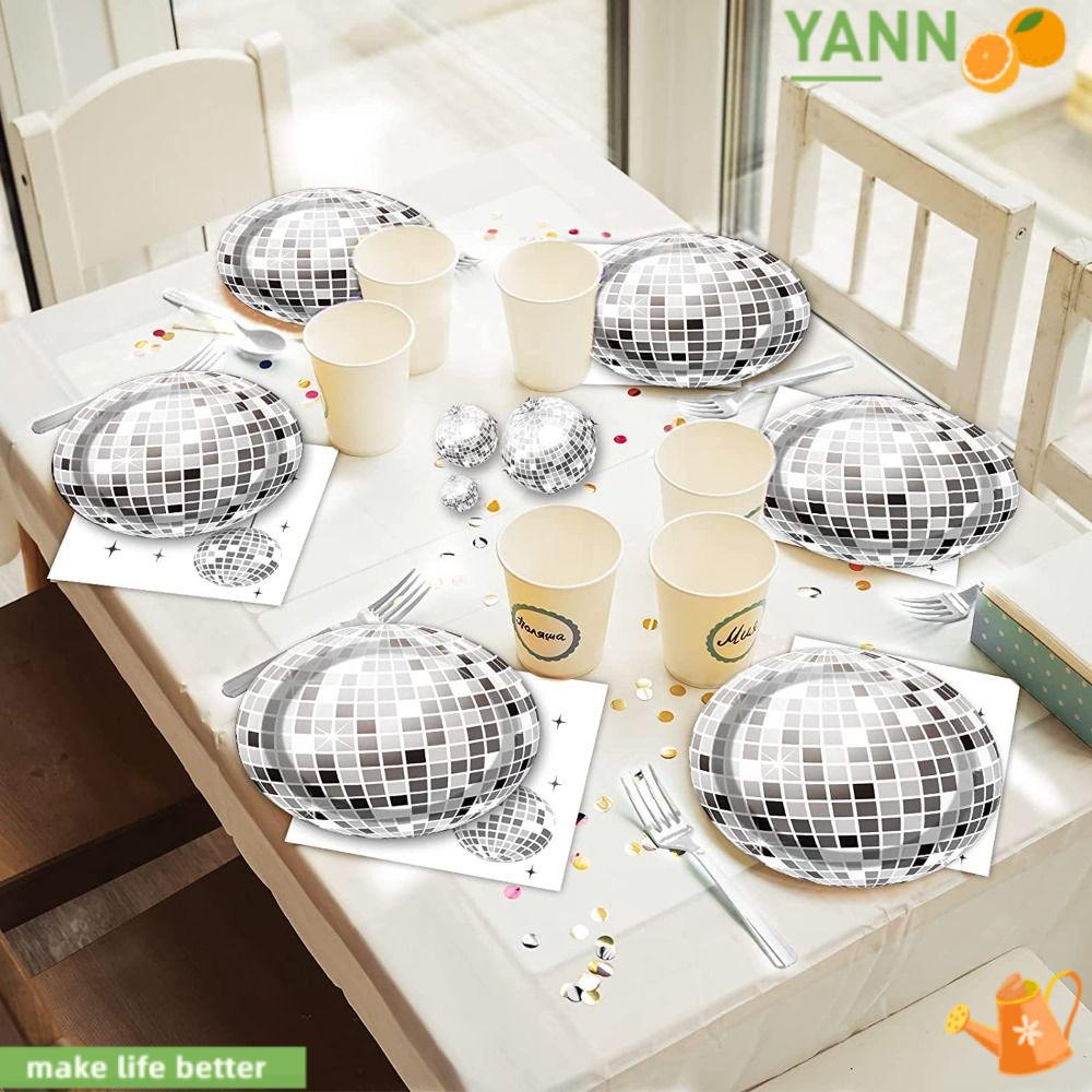 YANN1 Set 80 Khăn Ăn 70s Màu Bạc Chủ Đề Disco