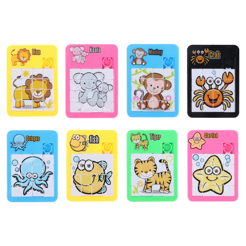 Mini 16-khung trượt nhựa phim hoạt hình động vật đầu ngón tay đồ chơi ghép hình / trẻ em giáo dục phát triển trí thông minh đồ chơi xếp hình