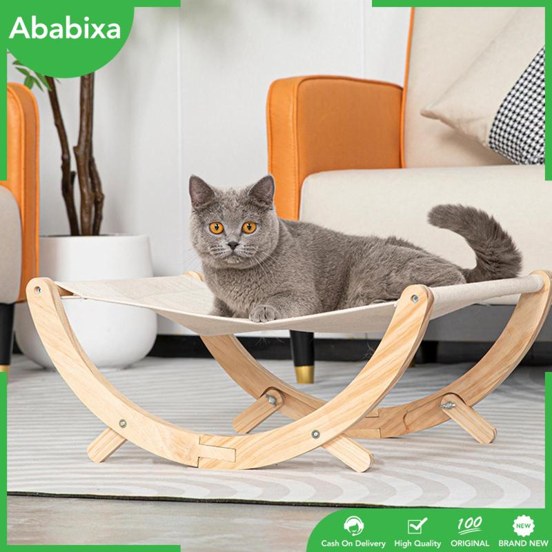 Cat Hammock for Cats and Small Dogs Wood Elevated Pet Bed Cat Rocking Chair