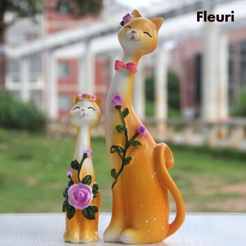 Bộ 3 Tượng Mèo Bằng Nhựa Resin Sơn Thủ Công Trang Trí Nội Thất