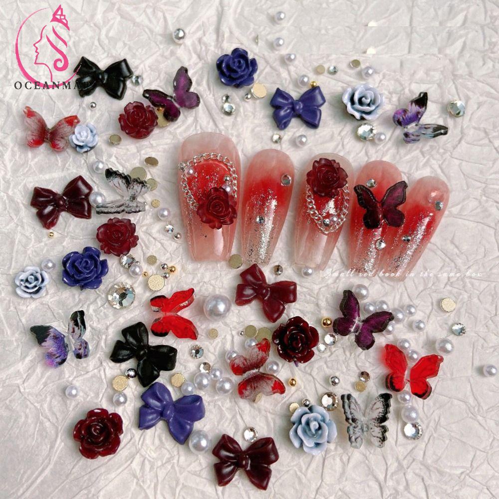 OCEANMAP Hộp Phụ Kiện Đính Trang Trí Móng Tay 3D Nhiều Kích Cỡ Thanh Lịch