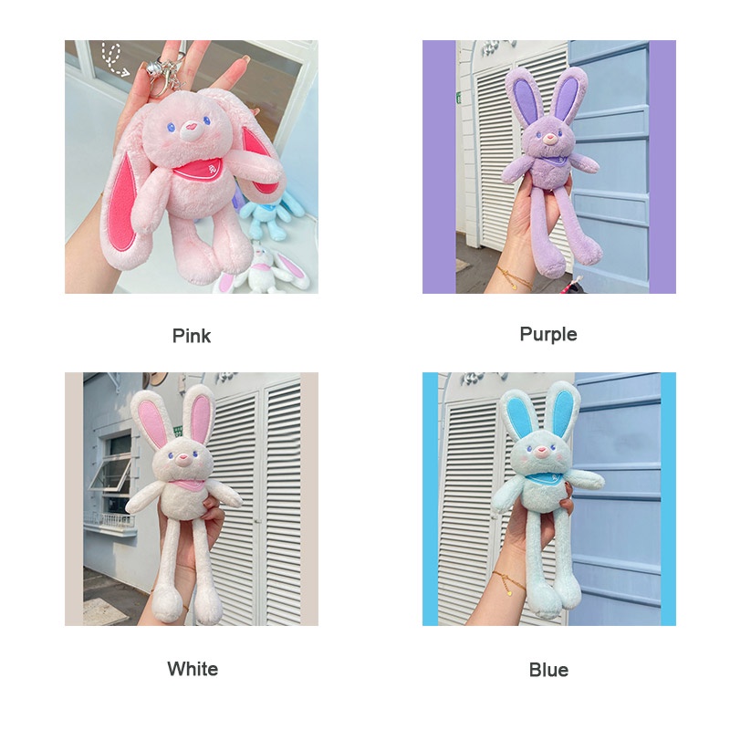 Móc Khóa Thỏ Bông Tai Kéo Dây Đáng Yêu