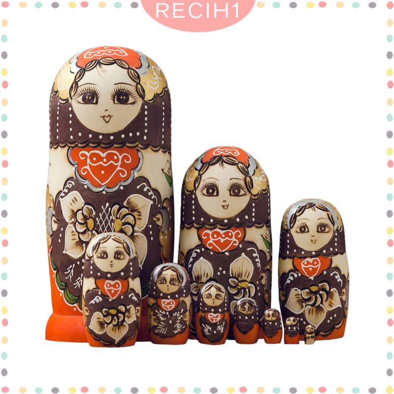 Bộ 10 Búp Bê Nga Matryoshka Bằng Gỗ