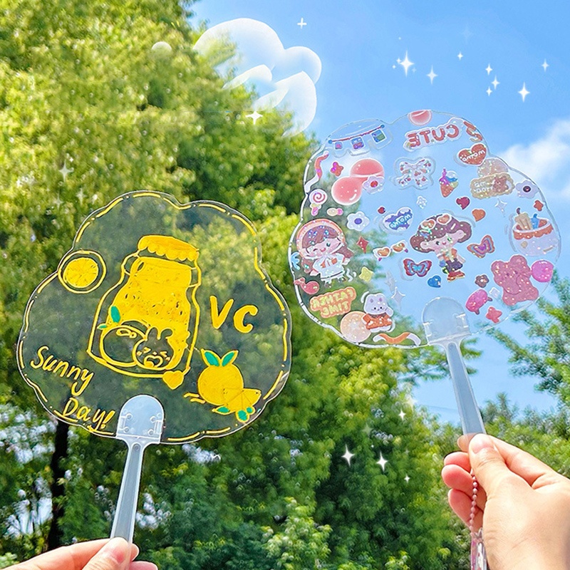 Quạt Làm Mát Cầm Tay Trong Suốt In Hoạt Hình Dành Cho Mùa Hè
