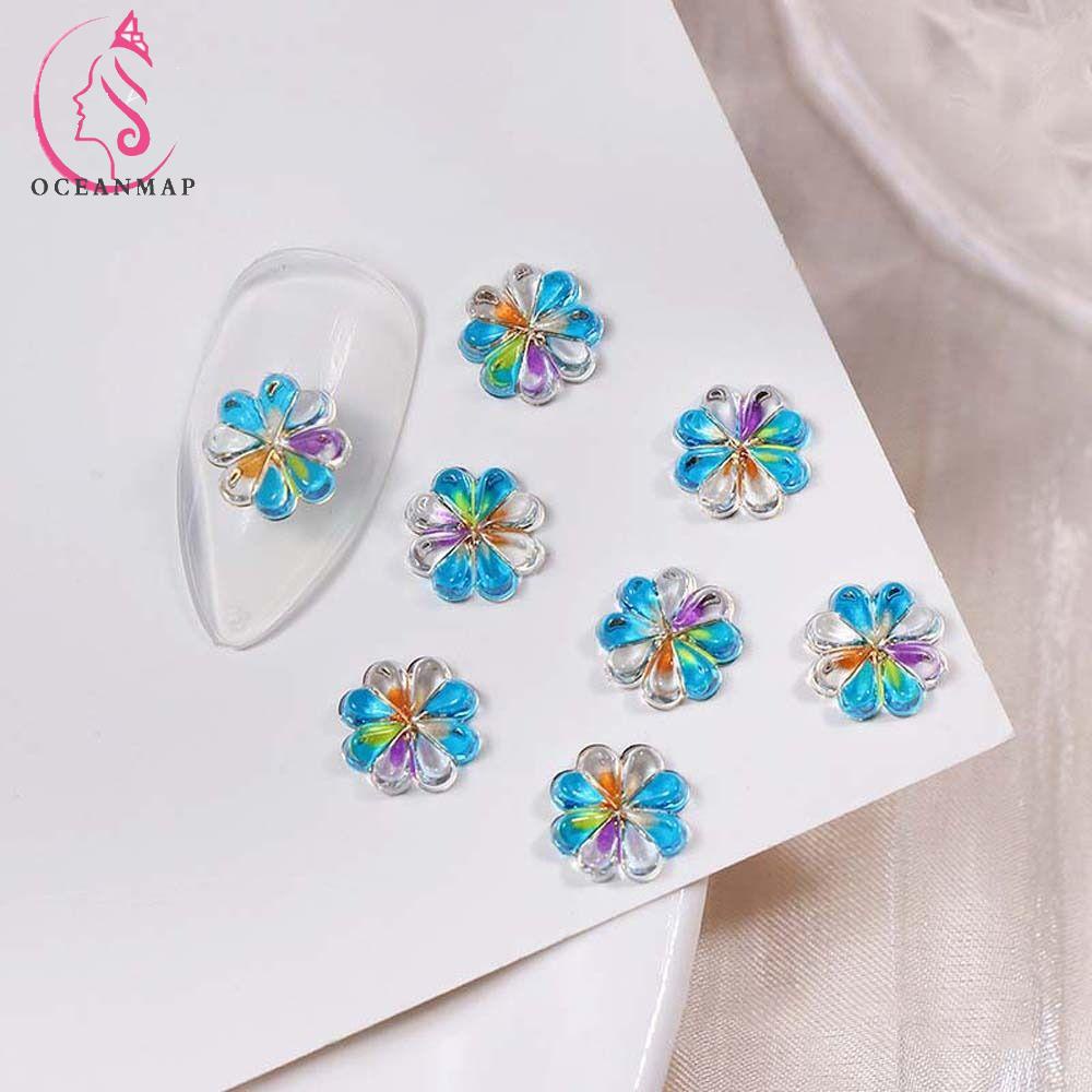 OCEANMAP Phụ Kiện Trang Trí Móng Tay Nghệ Thuật Hình Cỏ Bốn Lá Thời Trang