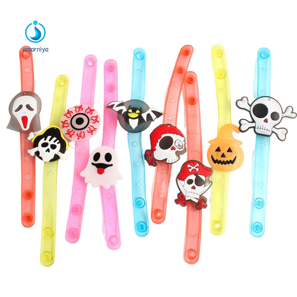 Bộ 5 Vòng Đeo Tay Phát Sáng Lấp Lánh Dễ Thương Dùng Làm Đạo Cụ Hóa Trang Halloween