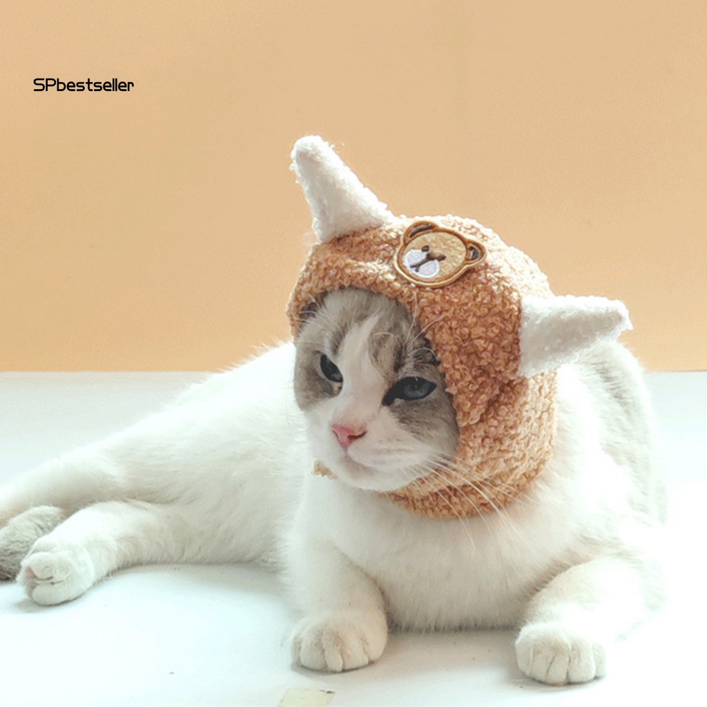 Mũ Giữ Ấm Thêu Hình Gấu Dễ Thương Cho Thú Cưng
