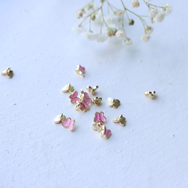 Set 10 Nút Áo Hình Nơ 6mm Bằng Kim Loại Nhiều Màu Xinh Xắn