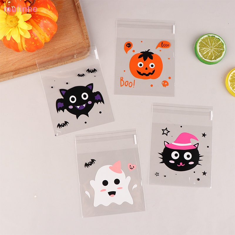 Set 100 Túi Nhựa Đựng Bánh Kẹo Phong Cách Halloween
