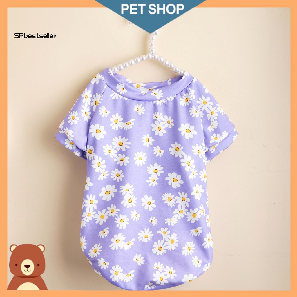 Áo Thun Tím In Họa Tiết Hoa Xinh Xắn Thời Trang Cho Thú Cưng